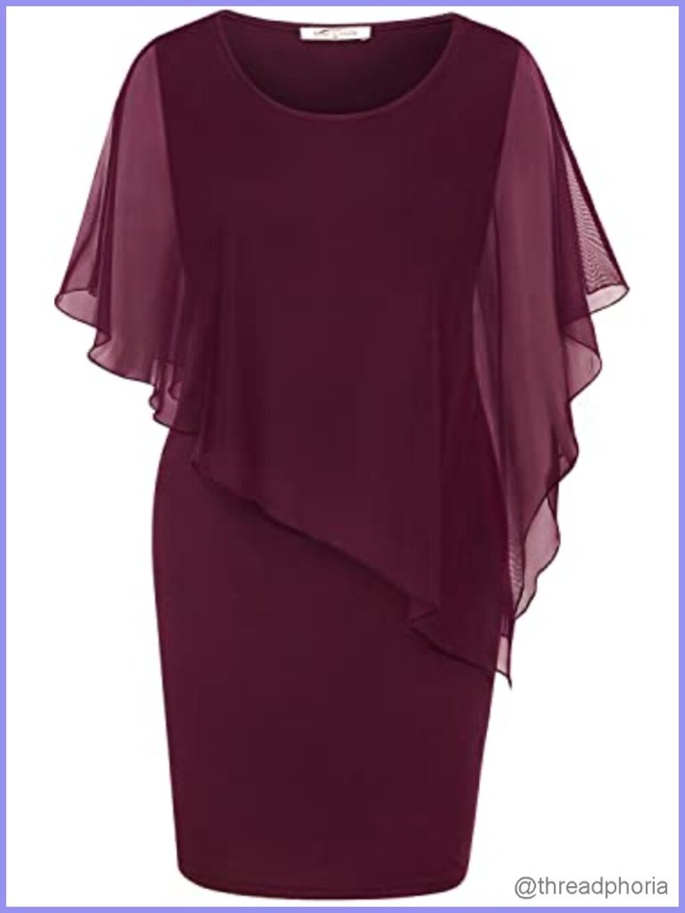 Mesh Cape Overlay Bodycon Pencil Dress for Wedding Guest